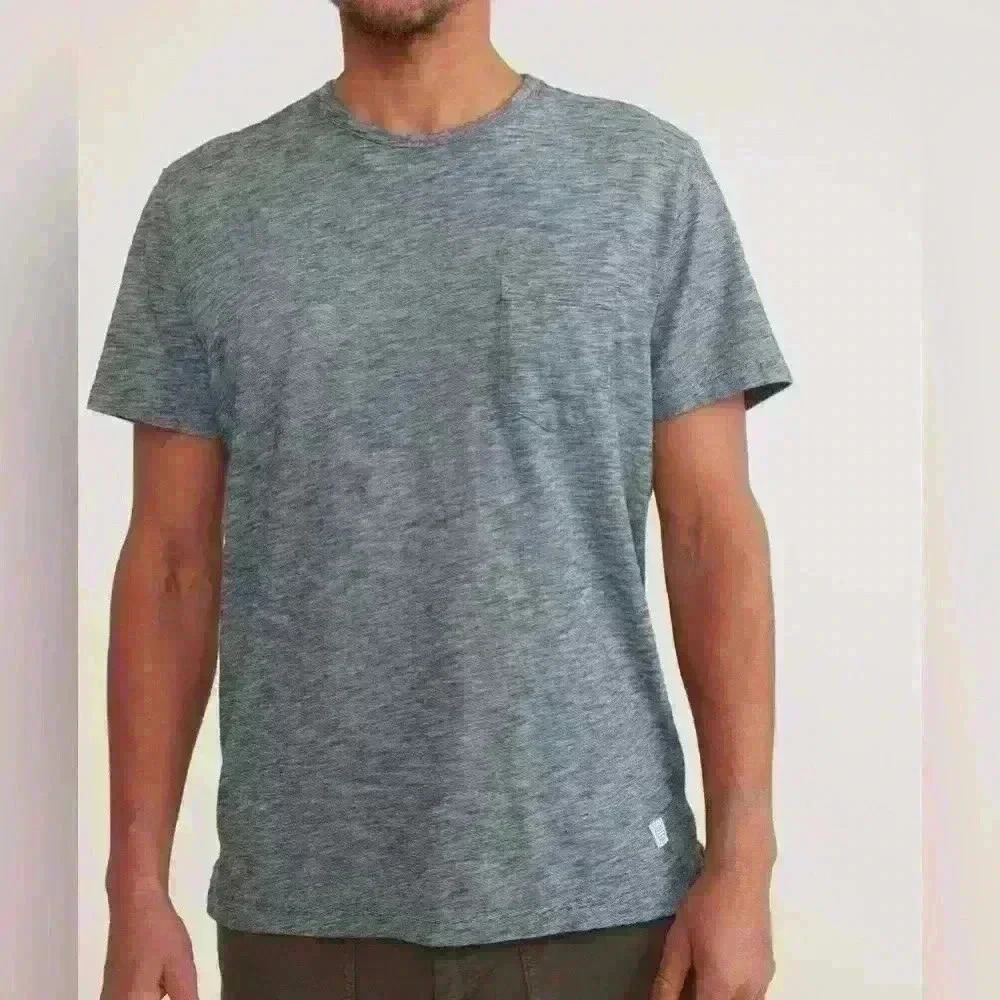 Marine Layer Signature Crew Tee in Indigo Space Dye Stripe